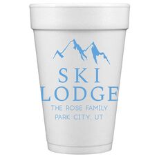 Mountain Ski Lodge Styrofoam Cups