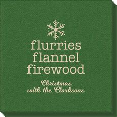 Flurries Flannel Firewood Linen Like Napkins