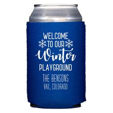 Welcome To Our Winter Playground Collapsible Koozies