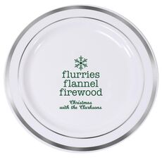 Flurries Flannel Firewood Premium Banded Plastic Plates
