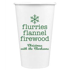 Flurries Flannel Firewood Paper Coffee Cups