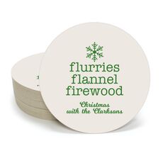 Flurries Flannel Firewood Round Coasters