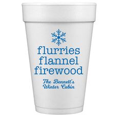 Flurries Flannel Firewood Styrofoam Cups