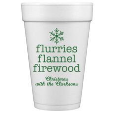 Flurries Flannel Firewood Styrofoam Cups