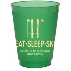 Eat Sleep Ski Colored Shatterproof Cups