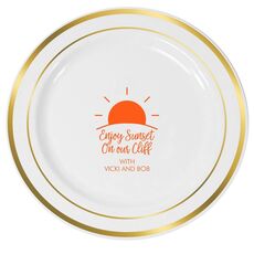 Enjoy Sunset on our Cliff Premium Banded Plastic Plates