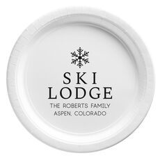 Snowflake Ski Lodge Paper Plates