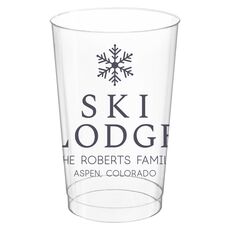 Snowflake Ski Lodge Clear Plastic Cups