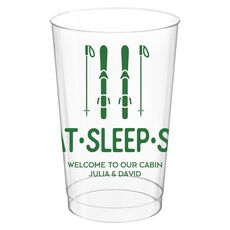 Eat Sleep Ski Clear Plastic Cups