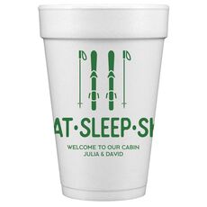 Eat Sleep Ski Styrofoam Cups