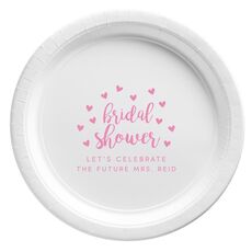Confetti Hearts Bridal Shower Paper Plates