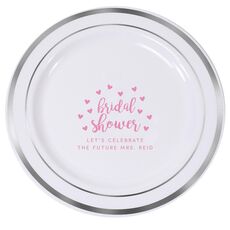 Confetti Hearts Bridal Shower Premium Banded Plastic Plates