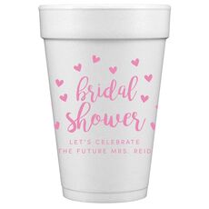 Confetti Hearts Bridal Shower Styrofoam Cups