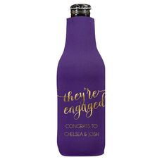 They're Engaged Bottle Koozie