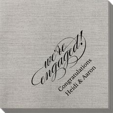 Script We're Engaged Bamboo Luxe Napkins