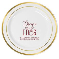 Brews Before The I Dos with Rings Premium Banded Plastic Plates