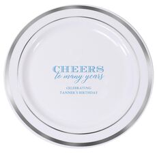 Cheers To Many Years Premium Banded Plastic Plates