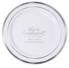 Script They're Engaged Premium Banded Plastic Plates