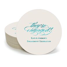 Script They're Engaged Round Coasters