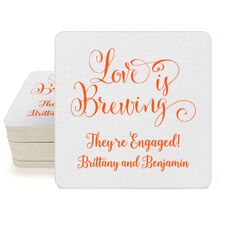 Love is Brewing Square Coasters