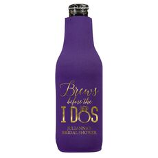 Brews Before The I Dos with Rings Bottle Koozie