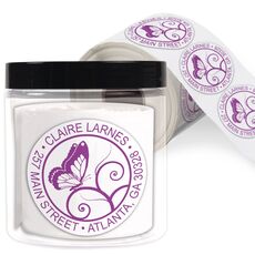 Butterfly Whimsey Round Address Labels in a Jar