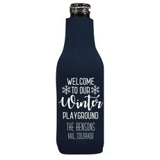 Welcome To Our Winter Playground Bottle Koozie