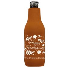 Happy Thanksgiving Autumn Bottle Koozie