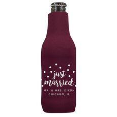 Confetti Dots Just Married Bottle Huggers