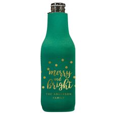 Confetti Dots Merry and Bright Bottle Koozie