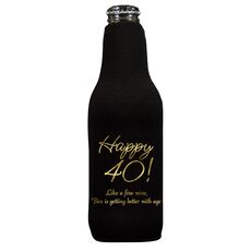Elegant Happy 40th Bottle Koozie