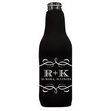 Courtyard Scroll with Initials Bottle Koozie