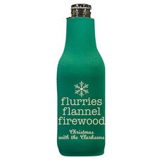 Flurries Flannel Firewood Bottle Huggers