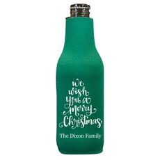 Hand Lettered We Wish You A Merry Christmas Bottle Huggers