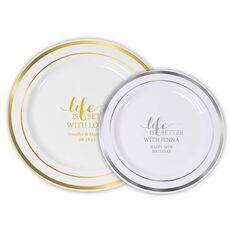 Life Is Better Premium Banded Plastic Plates