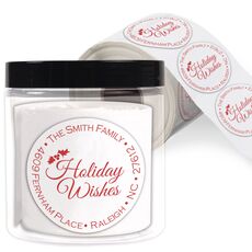 Holiday Wishes Round Address Labels in a Jar