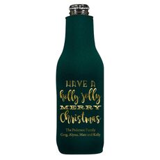 Holly Jolly Christmas Bottle Koozie
