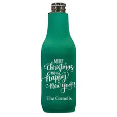 Hand Lettered Merry Christmas and Happy New Year Bottle Huggers