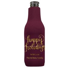 Hand Lettered Happy Holidays Bottle Koozie