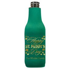 Happy St. Paddy's Day Clover Bottle Koozie