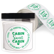 Cabin Sweet Cabin Round Address Labels in a Jar