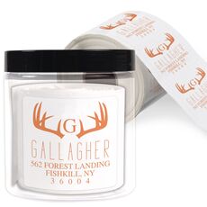 Antlers Square Address Labels in a Jar