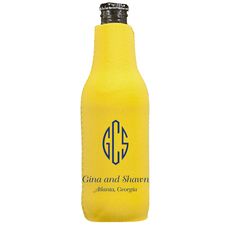 Shaped Oval Monogram with Text Bottle Koozie