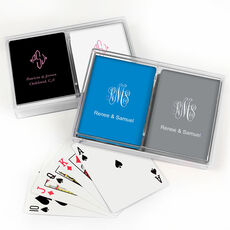 Pick Your Three Letter Monogram Style with Text Double Deck Playing Cards