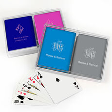 Pick Your Three Letter Monogram Style with Text Double Deck Playing Cards