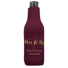 Scroll Mrs & Mrs Bottle Koozie