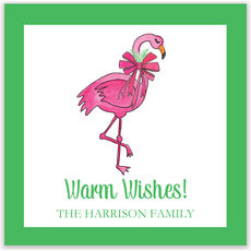Holly Flamingo Holiday Gift Stickers