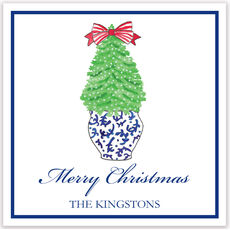 Navy Topiary Holiday Gift Stickers