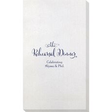 Curly Script Rehearsal Dinner Bamboo Luxe Guest Towels