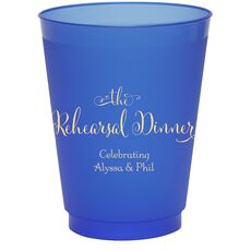 Curly Script Rehearsal Dinner Colored Shatterproof Cups